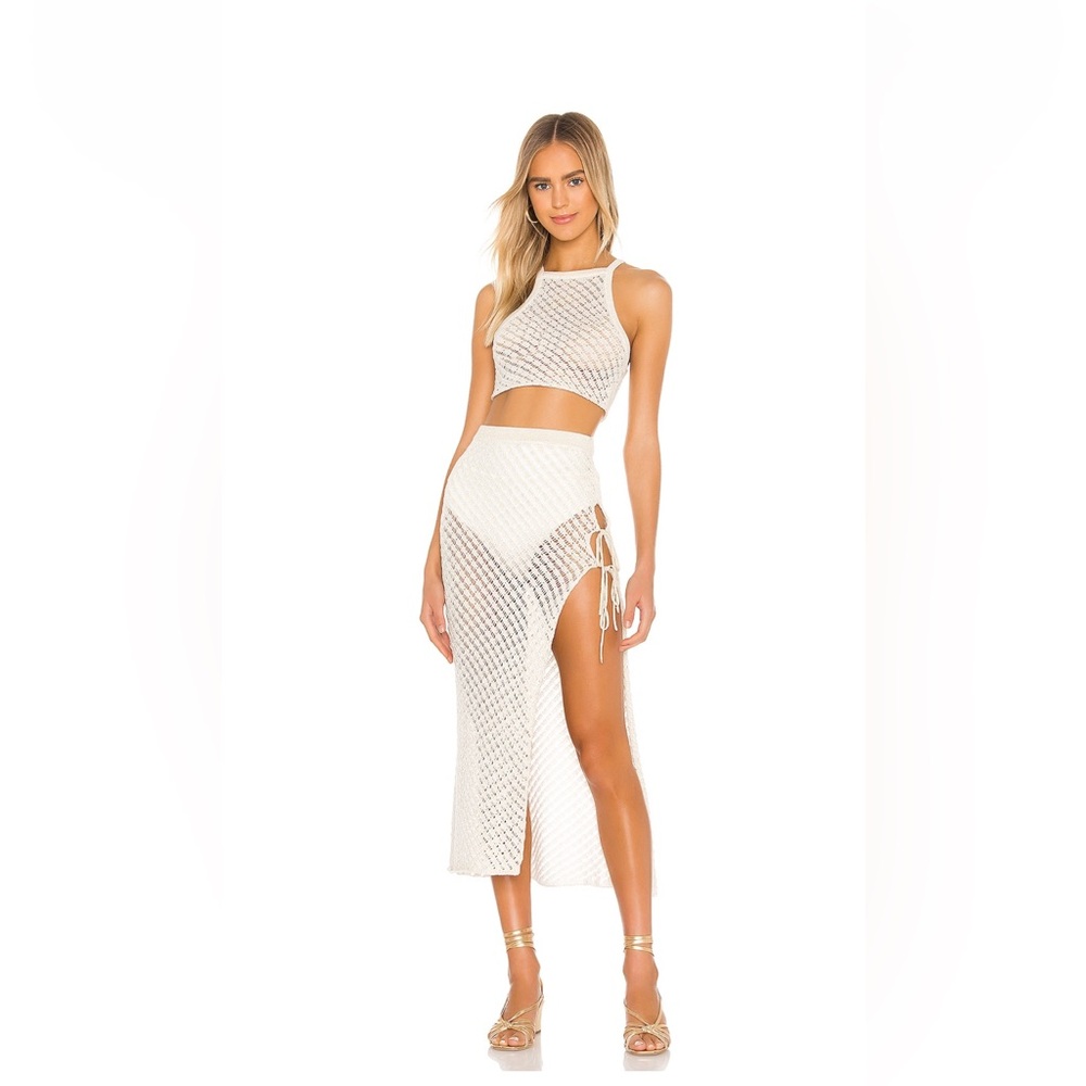 Camila Coelho White Knit Swim Coverup FULL SET